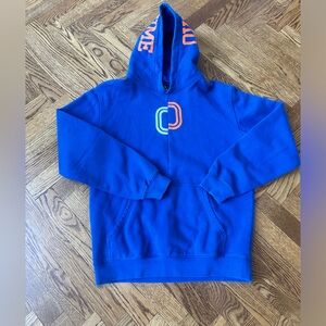 Blue Overtime logo Kids Hoodie with Orange and White Accents- size youth XL